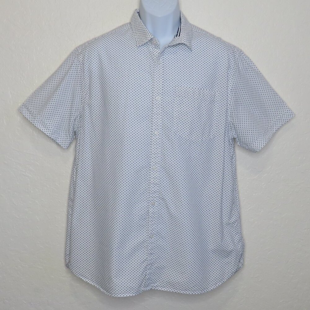 Denim & Flower* Men's Short Sleeve Button Down Curved Hem Pocket BOHO Shirt~ XL